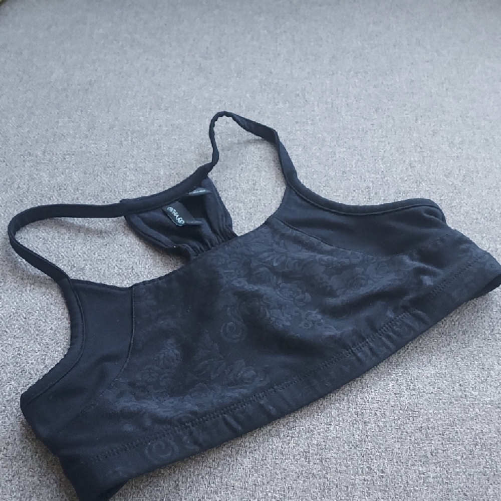 Cynthia Rowley Black Floral Sports Bra